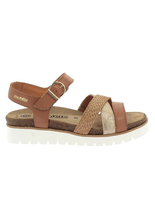 Thina sandalo da donna in pelle cuoio e beige MOBILS ERGONOMIC | THINA7811